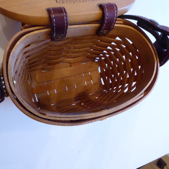 Longaberger Homecoming Bee Station 2000 Kiddie Basket Purse Leather Strap Stamp - Picture 9 of 16